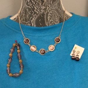 PURPLE NECKLACE/EARRINGS/BRACELET 🌟